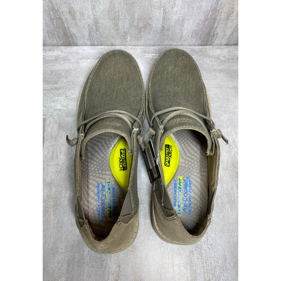 Skechers Shoes Mens 13 Khaki Streetwear Slip On Air Cooled Memory Foam Classic main image 9